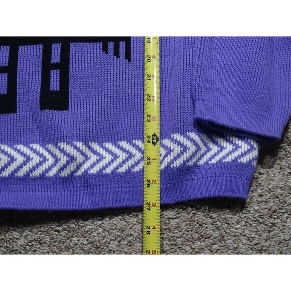 Vtg Southwest Purple Kachina Doll Sweater XL/XXL Fit Native American Art Style - Picture 4 of 8